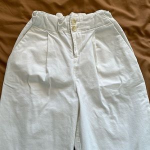 white straight leg tailored pants